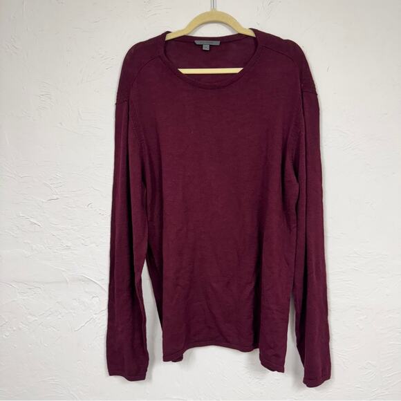 John Varvatos Burgundy Cotton Crew Neck Sweater Mens XL Casual Preppy Pullover - Picture 2 of 12